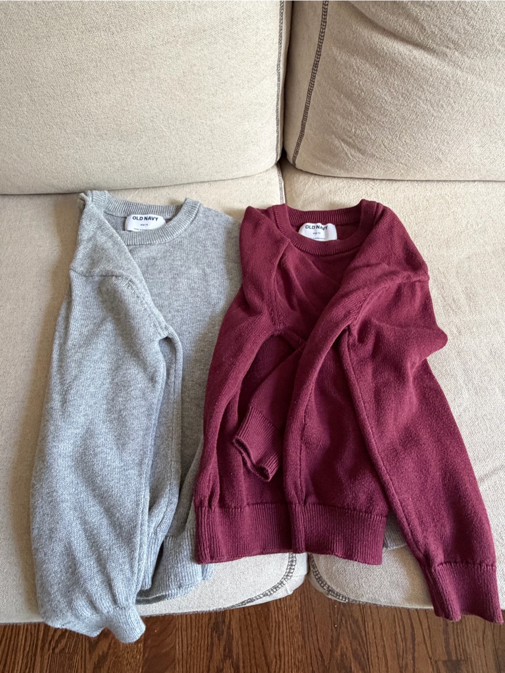 Old Navy Crewneck Sweaters in Gray and Burgundy